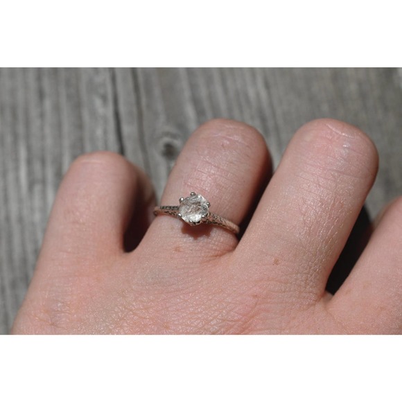 Art Deco Ring Raw Diamond Ring Rough Diamond Ring promise anniversary gi… - Picture 3 of 6